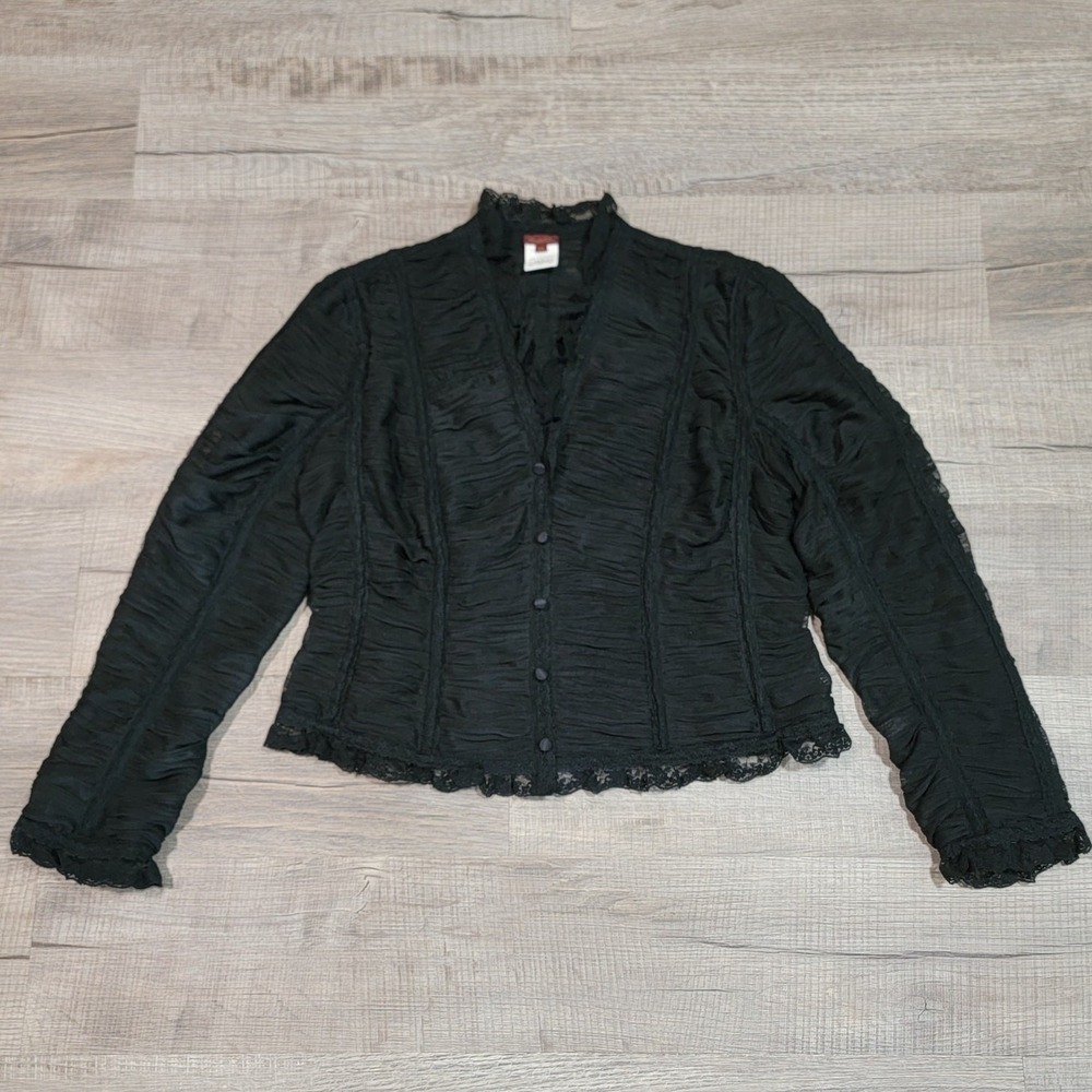 Renato Nucci Lacey Whimsy‎ Goth Button Up Blouse Ruffle Corset Top UK 44 (US 12)